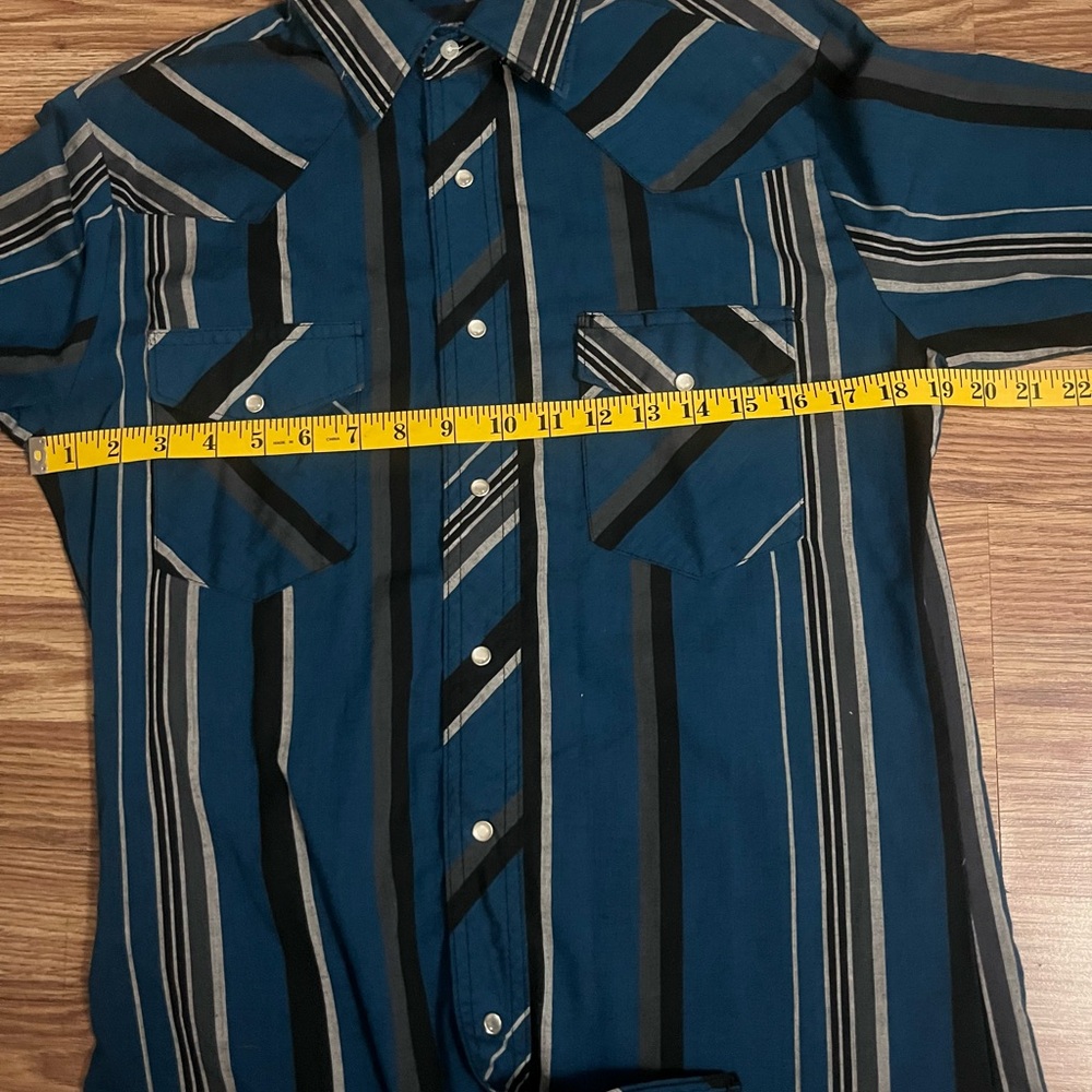 Wrangler blue/greenand Black Striped Western Shirt - Picture 5 of 7